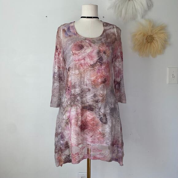 Cal Style Womens Fairy Lace Tunic Top Size M Sheer Floral Whimsigoth Bling Y2K - Picture 1 of 10